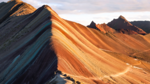 Colorful mountain landscape of Rainbow Mountain Peru, Vinicunca